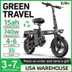 UPlee GS5 48V 15AH Battery EBike,20+MPH,740W Folding Electric Bike,20 Miles Max Range Electric Bike for Adults, 14" Fat Tire