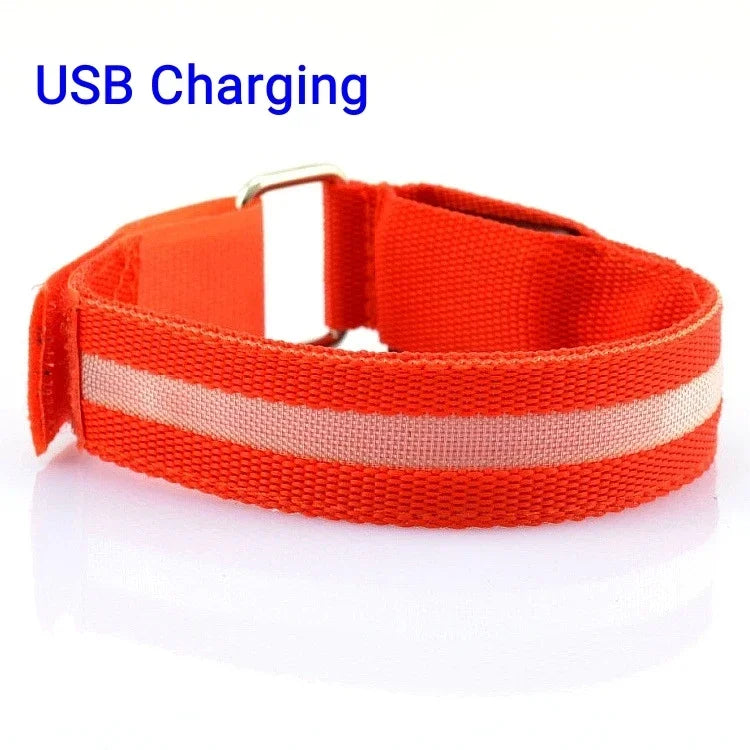 Night Running Armband LED Light Outdoor Sports USB Rechargeable Safety Belt Arm Leg Warning Wristband Cycling Bike Bicycle Light