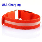 Night Running Armband LED Light Outdoor Sports USB Rechargeable Safety Belt Arm Leg Warning Wristband Cycling Bike Bicycle Light