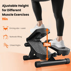 JHK Mini Stepper with Resistance Bands 300 LBS Weight Capacity Hydraulic Home Stepper Machine Compact Cardio Equipment with LCD Monitor No Assembly Required