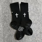 Sports Casual Socks Cross Printed Non Slip Football Socks Professional Outdoor Game Training Socks Breathable Comfortable Socks