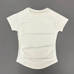 Sport Short Sleeve Top Women Running Sports T Shirt Summer Short Sleeve Round Neck Breathable Stretchy Gym Yoga Fitness Top