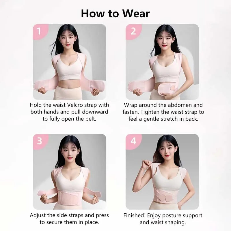 Adjustable Posture Corrector Back Support Belt Spine Alignment Waist Trainer for Men and Women Abdominal Waist Correction
