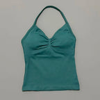 NCOYOE Women Gym Tank Top Sports V Neck Seamless Slim Fit Longline Yoga Top Running Fitness Workout Activewear Top