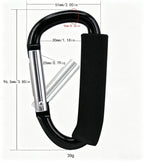 Black Carabiner Stroller Hooks Organizer Aluminum D Ring Spring Snap Keychain Clip Carry Handle for Hanging Purses Shopping Bags