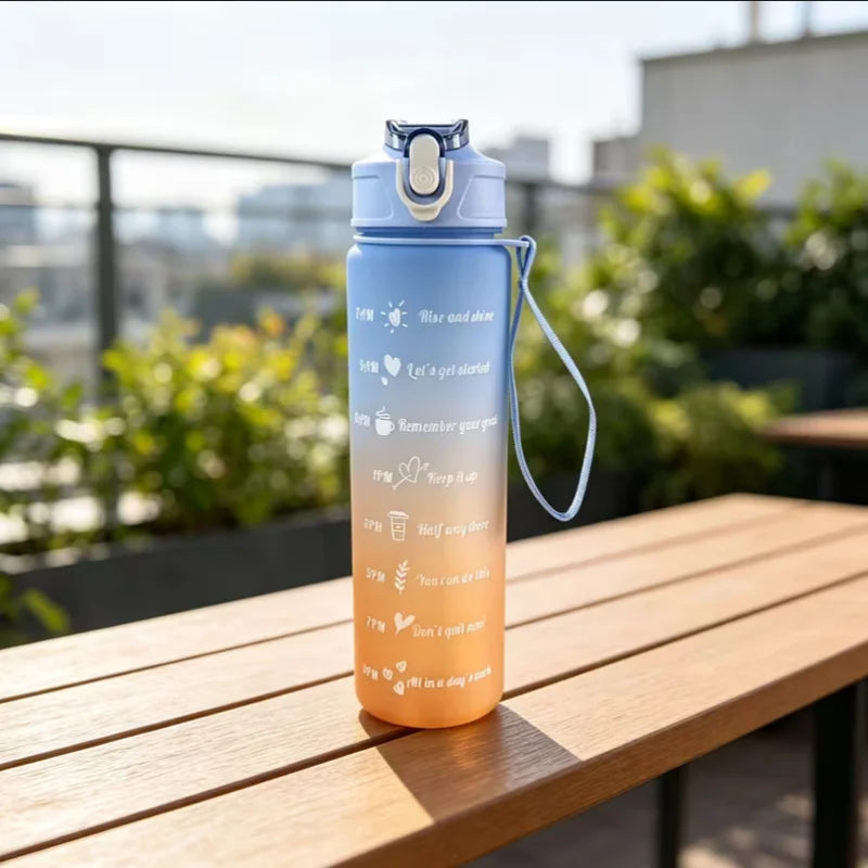 Sports Water Bottle with Time-Tracking Straw Leak Proof Locking Flip Cover for Easy Carry Ideal for Outdoor Adventures