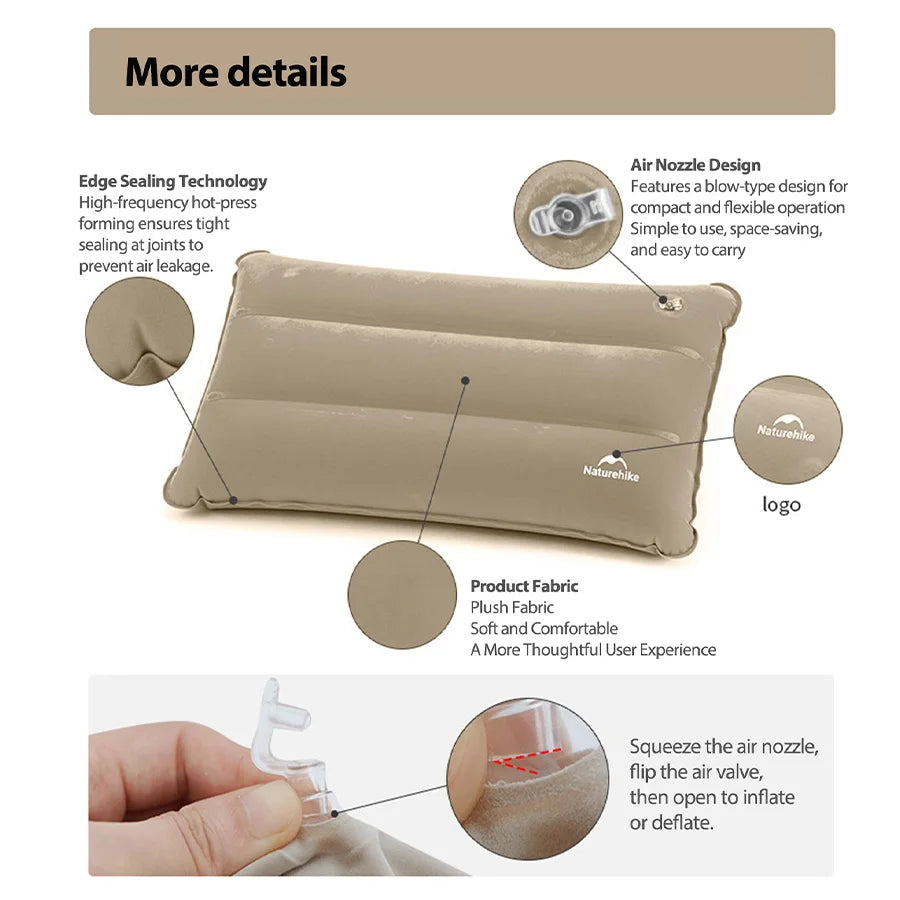 Naturehike Travel Inflatable Pillow Portable Fold Inflatable Air Pillow Outdoor Sleeping Camp Equipment Comfort Ultralight Soft