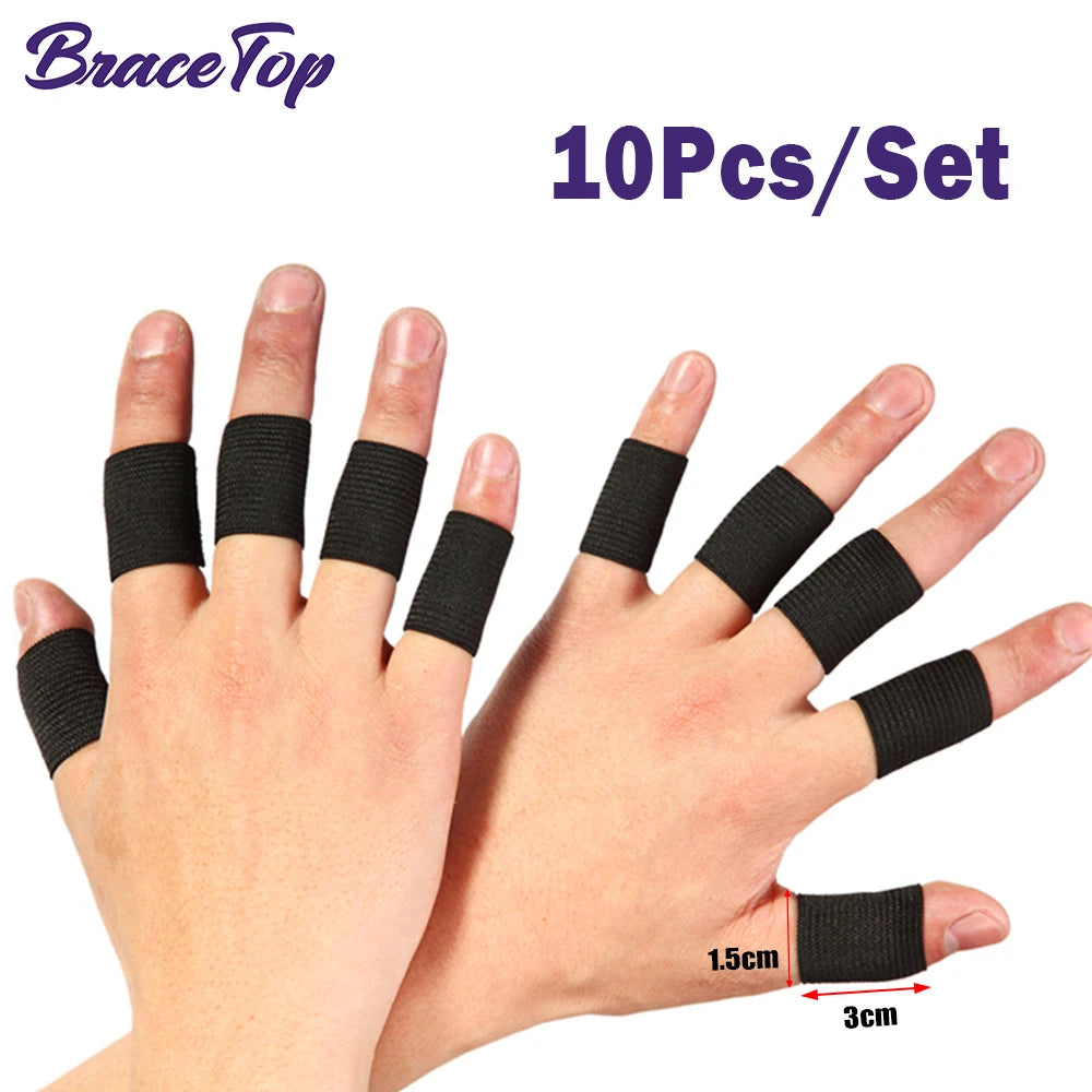 BraceTop 10pcs Stretchy Sports Finger Sleeves Arthritis Support Finger Guard Outdoor Basketball Volleyball Finger Protection New