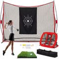 Backyard Golf Practice Net 10x7FT, Hitting Net Set With Chipping Target, Turf Mat, Balls, Tees And Carry Bag Indoor Outdoor