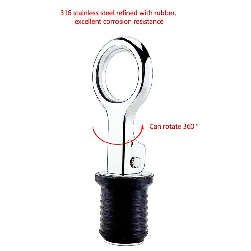 25MM Marine Drain Plug Adjustable Snap Tight Stainless Steel Rubber Drain Plugs Speed Boat Kayak Motorboat Hardware Accessories