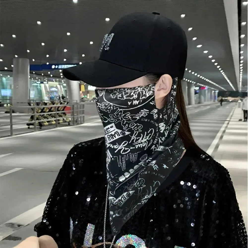 Fashion Punk Sunscreen Mask For Men Women Summer Face Neck UV Protection Ear Scarf Hip Hop Outdoor Sports Cycling Bandana Scarfs