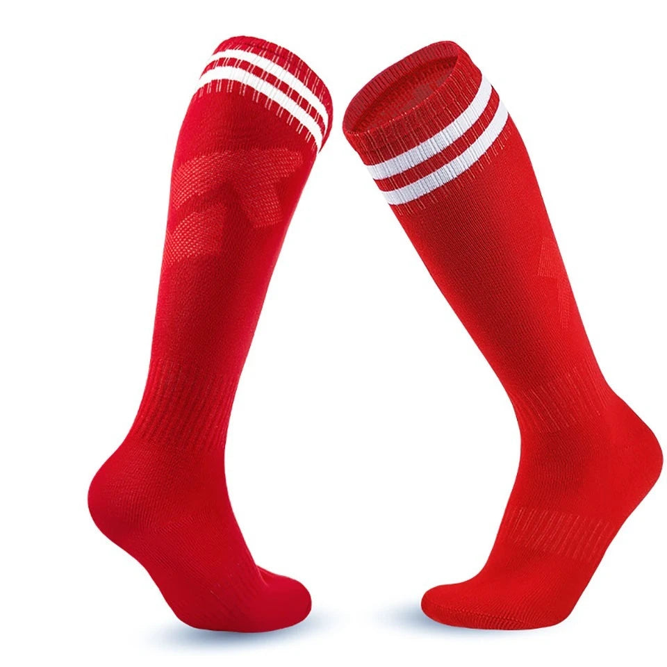 Loogdeel 1Pair 26-45 Kids Soccer Compression Sports Socks Stretchy Knee High Tube Socks Men Women Teens Football Athletic Socks
