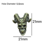 Portable Punk Style Goat Horn Skull Head Beads Camping EDC Paracord Accessories Brass DIY Woven Lanyard Pendants Travel