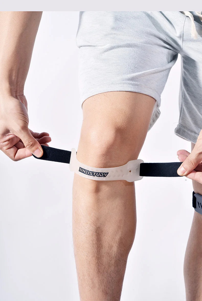 Adjustable PVC Knee Support Brace Patellar Band with Shock Absorption Compression Strap Sport Protection Tendon Strape with Pads