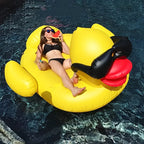 Enormous Inflatable Glasses Yellow Duck Pool Float, Heavy Duty Anti-Rollover Floatie for Adults, Large Pool Floats for Summer Pool Party Lake Beach Travel