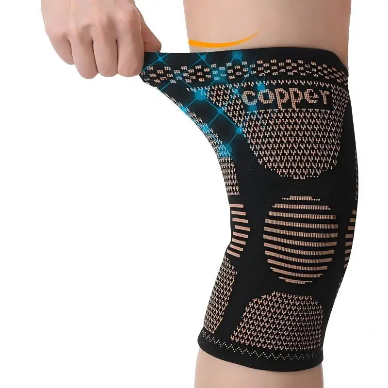 Copper Fiber Nylon Knitted Sports Knee Pads Elastic Breathable Basketball Sports Knee Pads Made of Copper Ion for Knee Support