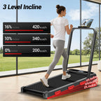 EviTrend Z1F 3-in-1 Foldable Treadmill with 16% Incline, 3 Manual Incline Levels, 2.5HP Quiet Brushless Motor, 10km/h Max Speed, 136kg Capacity, 39cm Wide Running Belt, 6 Shock Absorbers, LED Display, for Home & Office, Local