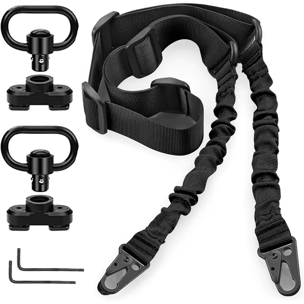 2 Points Extra Long Rifle Sling Two Point Traditional Gun Slings Standard Strap With Metal Hook QD Sling for Outdoor Sports