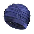 New Solid Color Long Hair Women Men Swim Pool Seaside Water Sports Elastic Pleated Nylon Fabric Bathing Swimming Caps Hat Turban