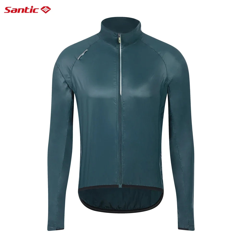 Santic Men's Ultra-Light Packable Cycling Windbreaker Jacket – Windproof Water-Resistant Breathable UPF50+ Protection Skin Coats