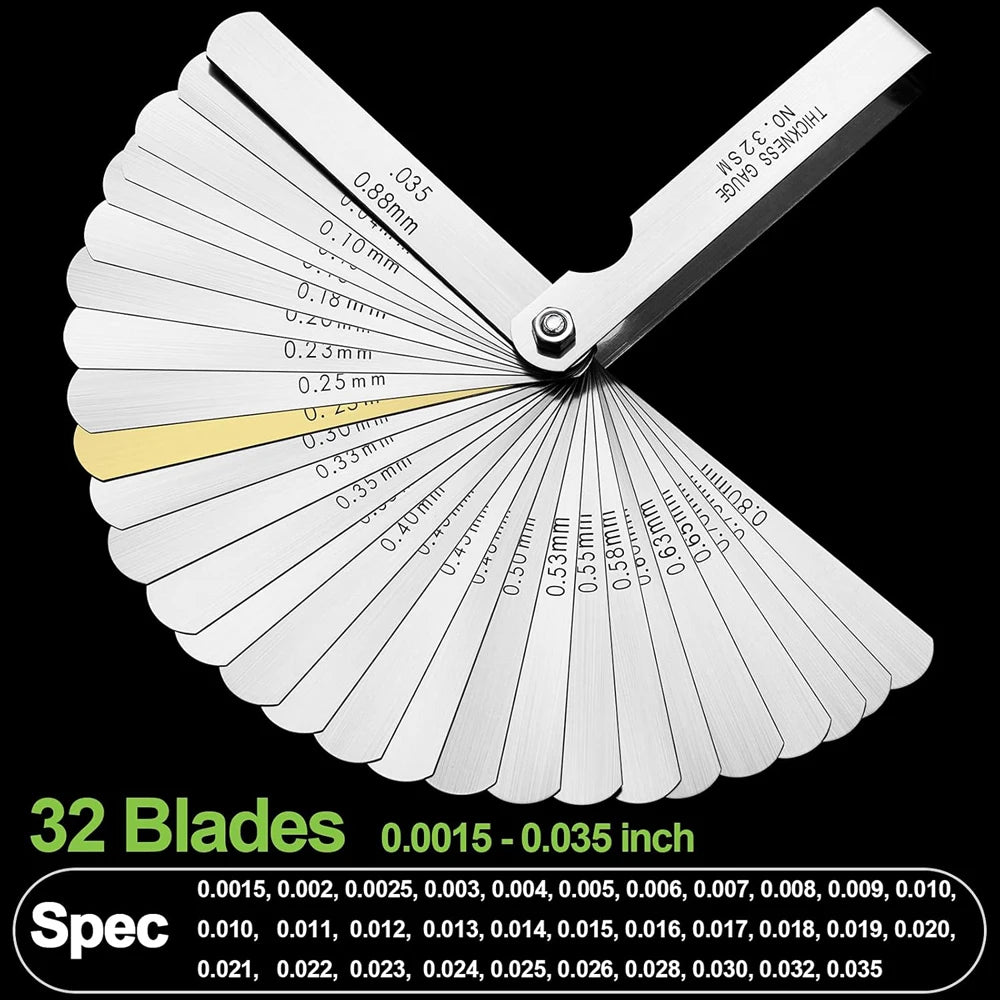 New Feeler Gauge Set 32 Blades Guitar Neck Relief String Luthier Tool Guage For Guitar Setup Nut Slot Making Tools Instruments