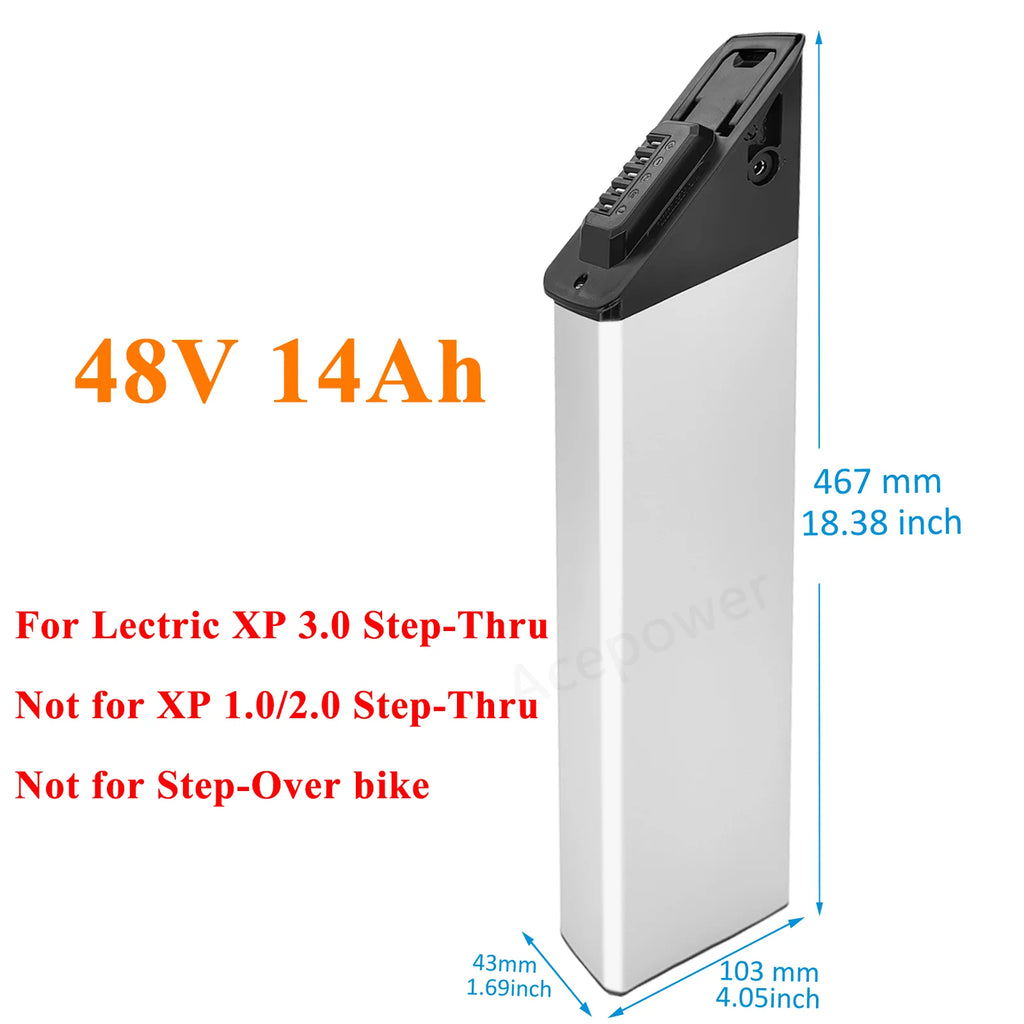 48V 10.4Ah/14Ah Replacement Battery for Lectric XP 3.0 Step-Thru Electric Bike Long Range E-Bike Battery Pack | Compatible with Lectric XP 3.0 Step-Thru Models High-Capacity Lithium Ion Battery with Charger
