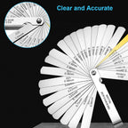 32 Blades Combination Feeler Gauge Stainless Steel Removable Metric Imperial 0.04-0.88mm Thickness Measuring Tool