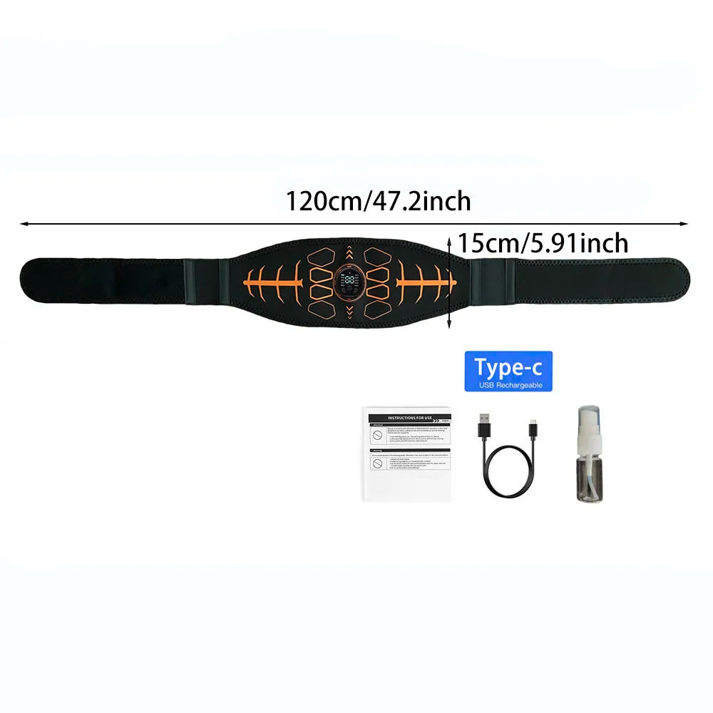 Muscle Toner Smart Abdominal Toning Belt EMS Muscle Stimulator Ab Trainer USB Charge Body Massager Weight Loss Fitness Equipment