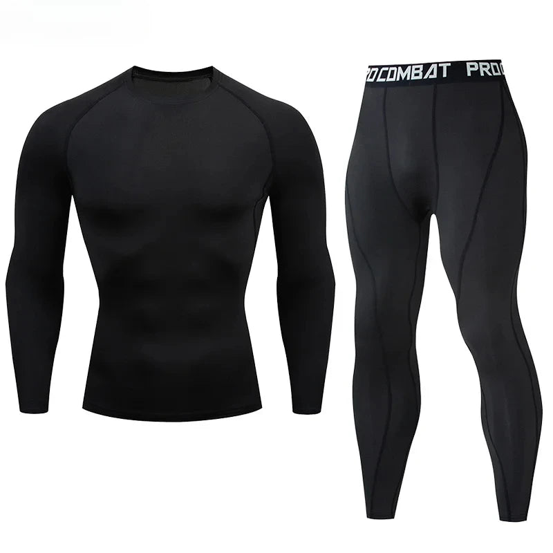 2pcs Men's Compression Sportswear Suit Elastic Training Yoga Sets Workout Jogging Fitness Clothing Tracksuit Pants Sporting