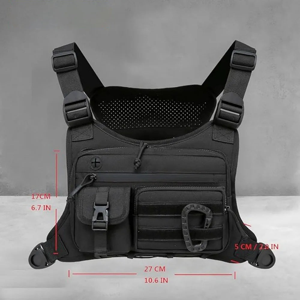Outdoor Chest Bag Camping Front Chest Vest Backpack Running Bag Hunting Vest Outdoor Rig Sports Travel Training Fanny Pack