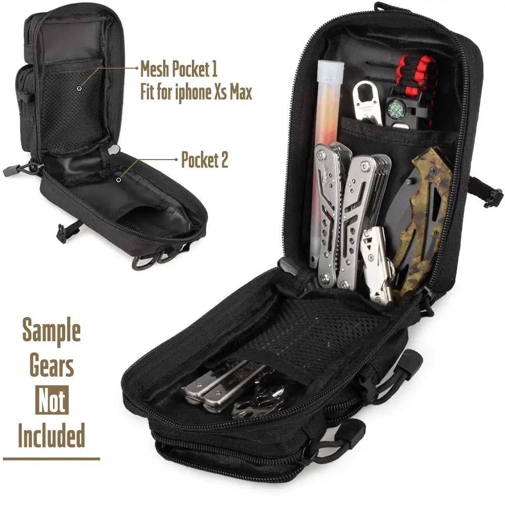 Mini Molle Utility Pouch, EDC Small Tool Pouch for Outdoor Hiking Camping, Phone & Gear Storage Bag