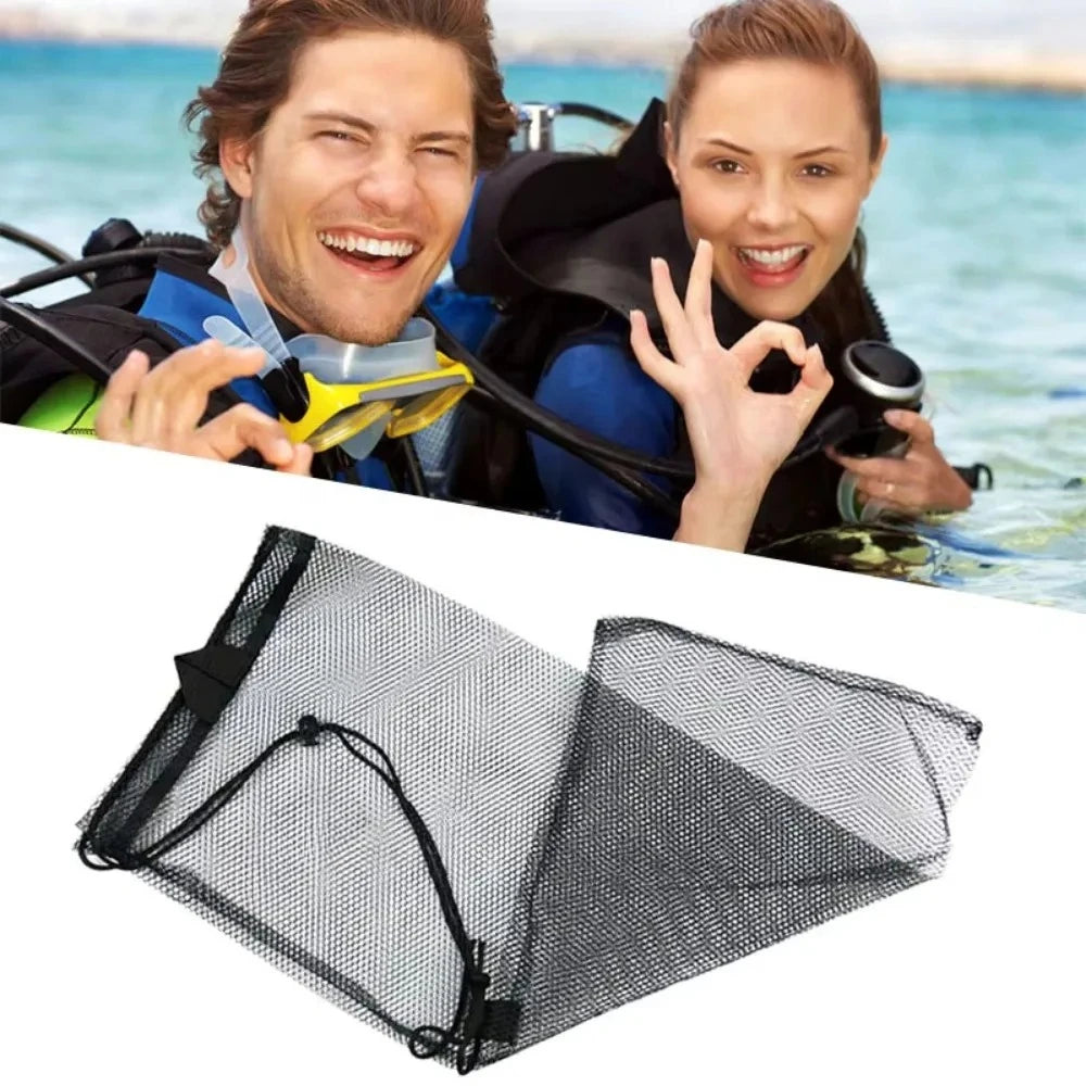 Water Sports Quick Dry Drawstring Net Bag, Portable Swim Dive Pack for Snorkelling Mask Flippers Camping Kayaking Hiking