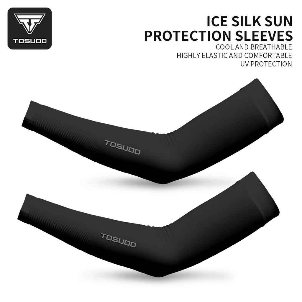 TOSUOD Ice Silk Bicycle Sleeves Summer Breathable Cycling Arm Protection Outdoor Sun UV Protect Sports MTB Road Bike Sleeves