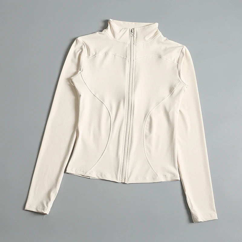 Women Zip Fitness Yoga Shirt Long Sleeve Sports Jacket Gym Top Activewear Running Coats Workout Clothes Woman