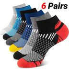 6 Pairs Men'S Short Sports Socks - Moisture-Wicking Breathable All-Season Athletic Low Tub Fashion Comfortable High-Quality