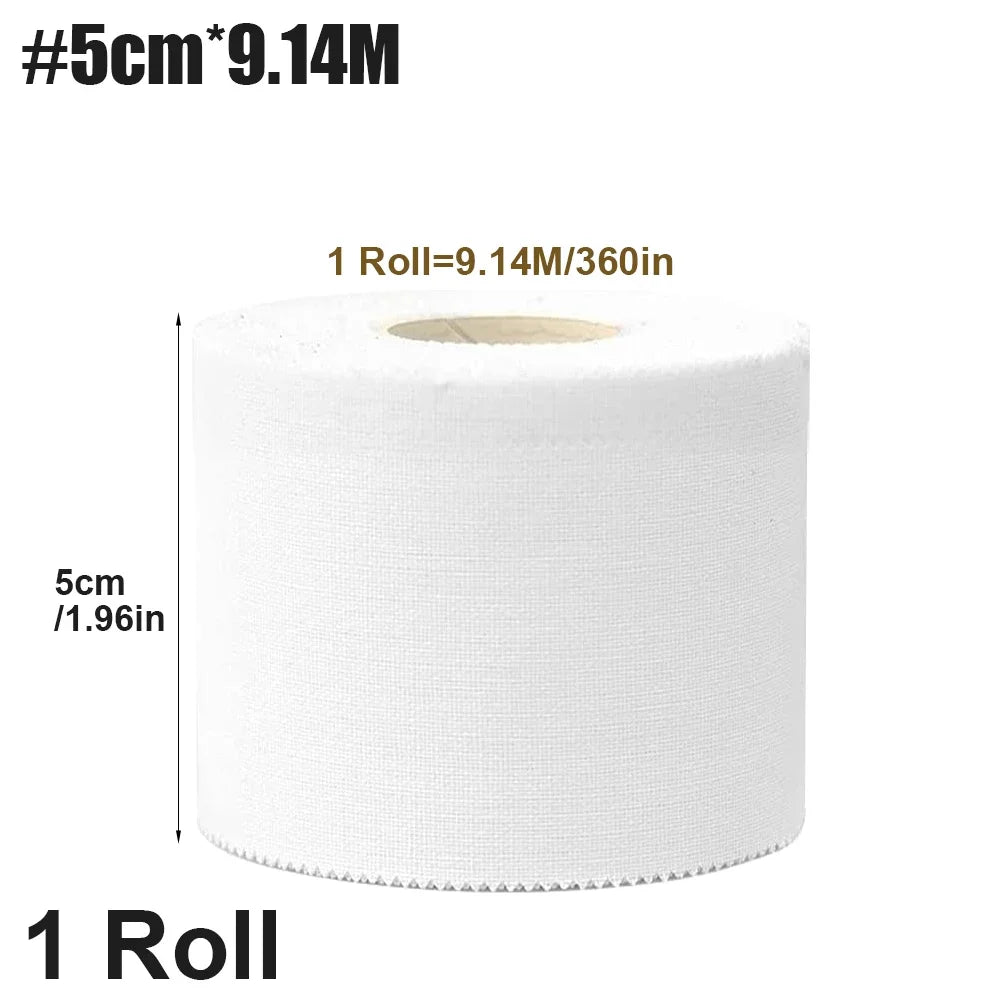 2.5/3.8/5cm 9.1Meters Sport Athletic Waterproof Cotton White Boxing Adhesive Tape Strain Injury Support Sport Binding Bandage