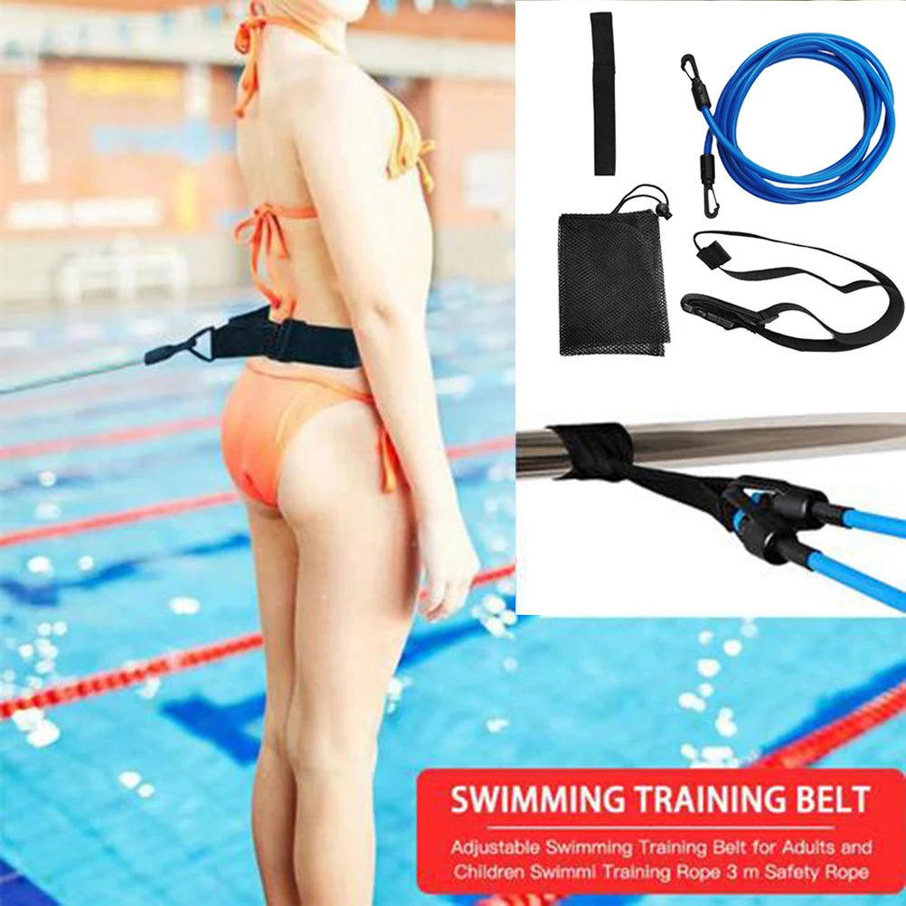 Swimming Training Belts Stationary Swim Bungee Cords Swim Tether Functional Adjustable Strap for Adults Kid for Professional Use