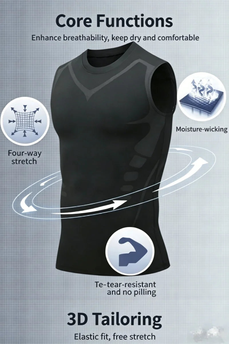 Compression Tank Top Mens Gym Shirt Sleeveless Quick Dry Printing Sportswear Men Fitness Bodybuilding Vest Workout Muscle Top ﻿