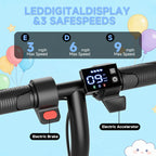 Electric Scooter for Kids - 3/6/9MPH Three Speed Modes & 10Mile Max Range, 250W Motor, 6.5" Solid Tires Commuter E-Scooter