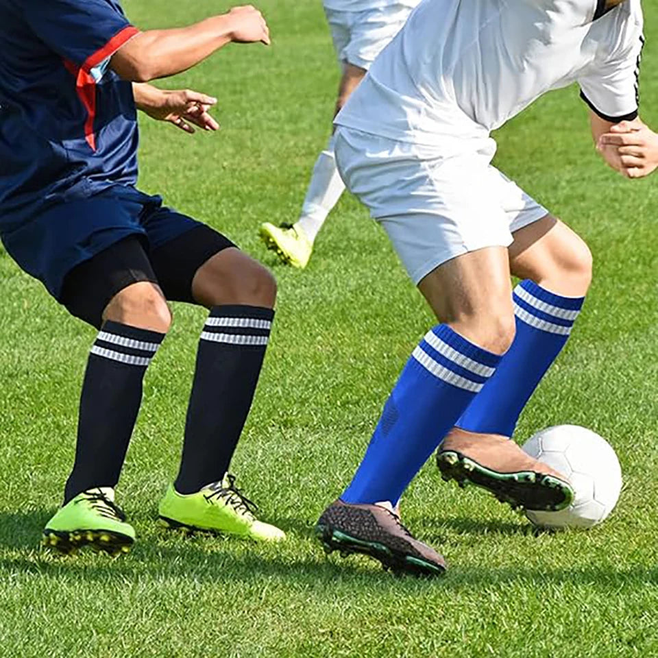 Loogdeel 1Pair 26-45 Kids Soccer Compression Sports Socks Stretchy Knee High Tube Socks Men Women Teens Football Athletic Socks