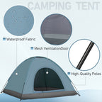 3 4 Person Camping Dome Tent Waterproof UV Proof 180T Silver Coated Polyester Fiberglass Poles Portable Carrying Bag for Outdoor