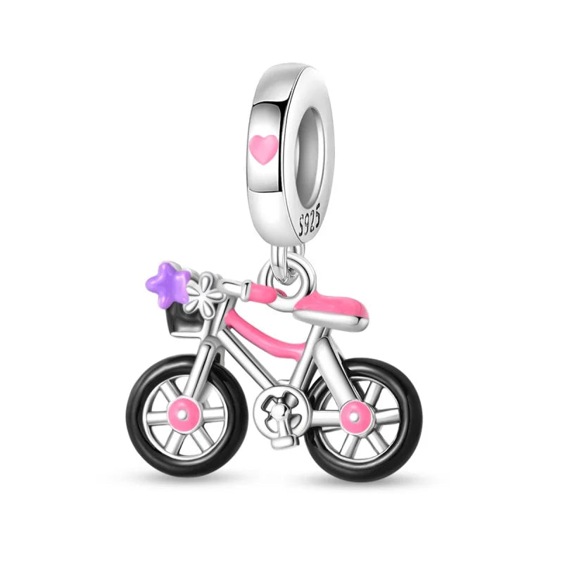 Fashion 100% 925 Silver Red Motorcycle Sports Car SUV Bus Charms Beads For Women Fit DIY Pan Bracelets Party Birthday Jewelry