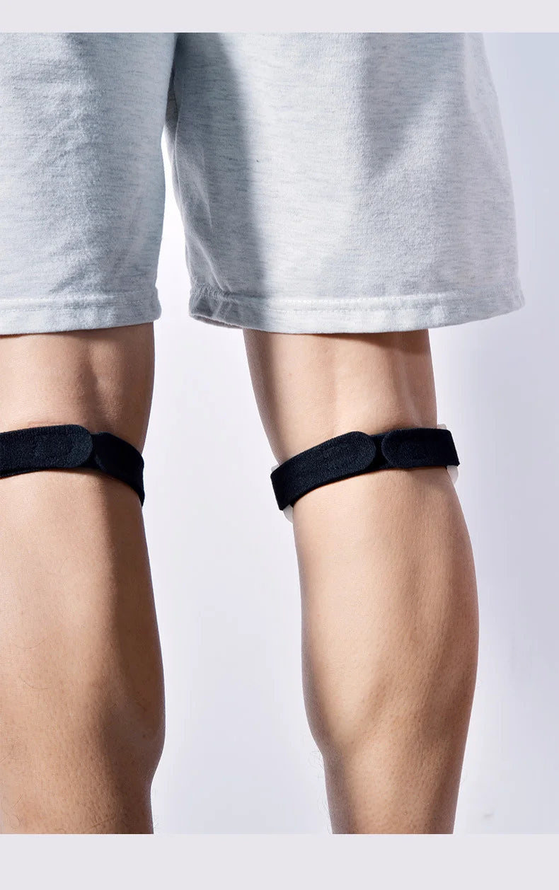 Adjustable PVC Knee Support Brace Patellar Band with Shock Absorption Compression Strap Sport Protection Tendon Strape with Pads