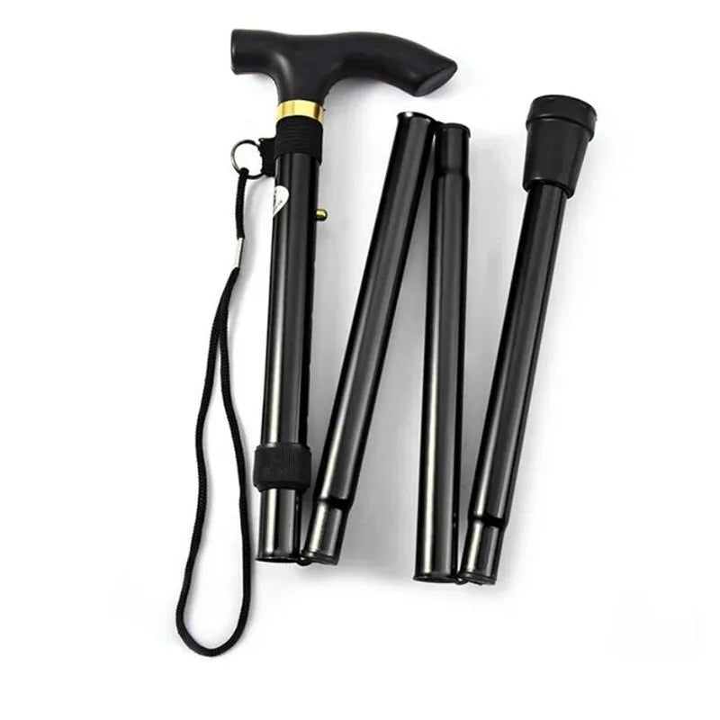 Folding Walking Cane Lightweight Adjustable Portable Travel Walking Stick with Wrist Strap Rubber Tip Blue Black for Daily Trips