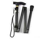 Folding Walking Cane Lightweight Adjustable Portable Travel Walking Stick with Wrist Strap Rubber Tip Blue Black for Daily Trips