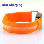 Outdoor Night Running Armband USB Rechargeable LED Light Sports Safety Belt Arm Leg Warning Wristband Cycling Bike Bicycle Light