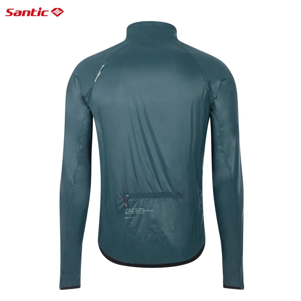 Santic Men's Ultra-Light Packable Cycling Windbreaker Jacket – Windproof Water-Resistant Breathable UPF50+ Protection Skin Coats