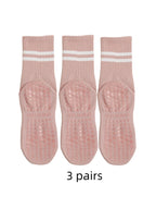 3 Pairs of Yoga Socks, Medium Length Socks, Pure Cotton Anti-Slip Silicone Indoor Fitness Pilates, Women's Sports Socks Wholesal