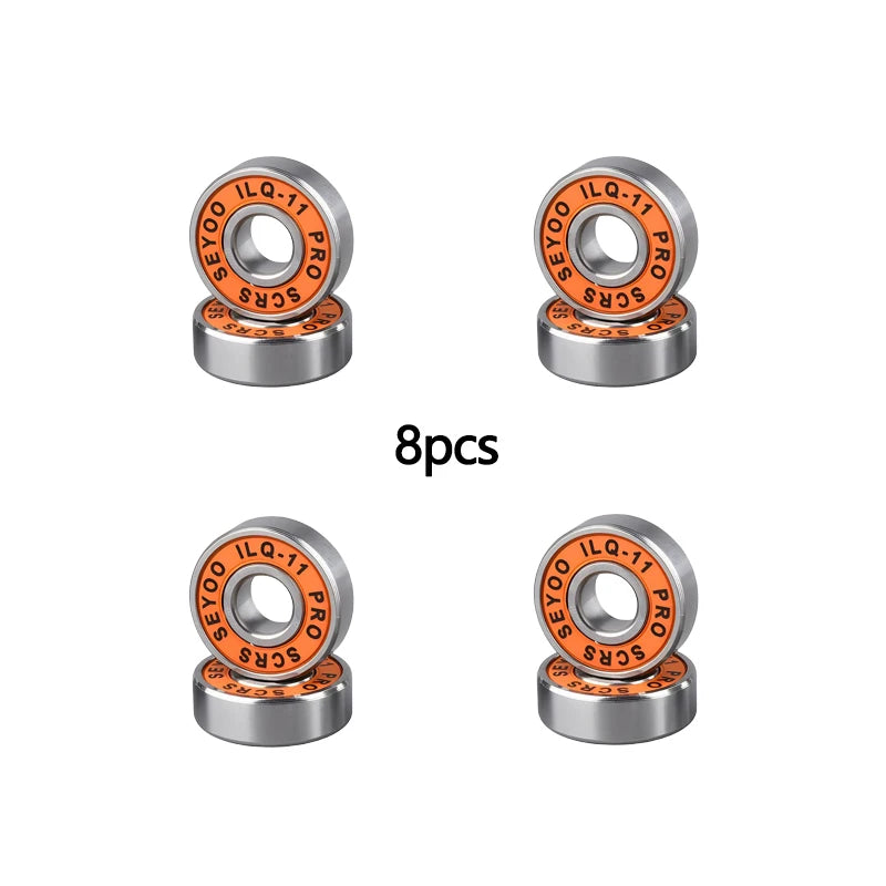 8pcs Bearings ILQ-11 High-Speed Bearings Are Suitable for Skateboard Long Board Inline Roller Skates and Ice Skates with Low Noi