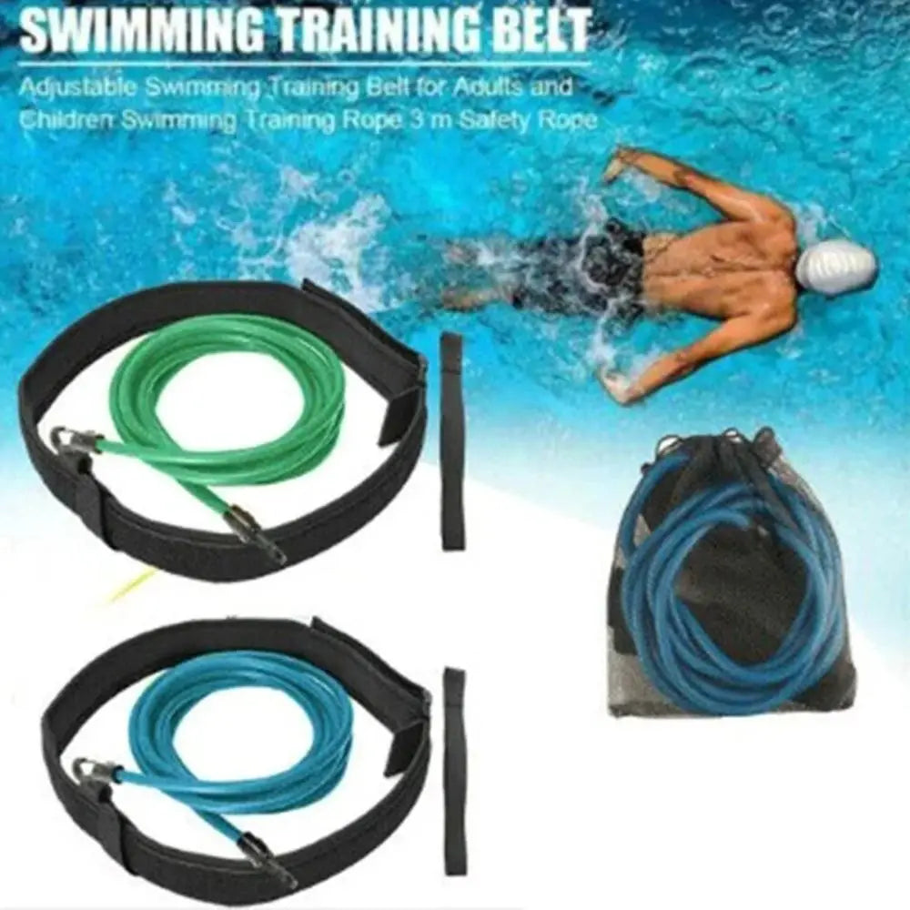 Summer Latex Tubes Swimming Training Safety Rope Elastic Adjustable Swimming Pool Exerciser TPE 4M Swim Training Resistance Belt